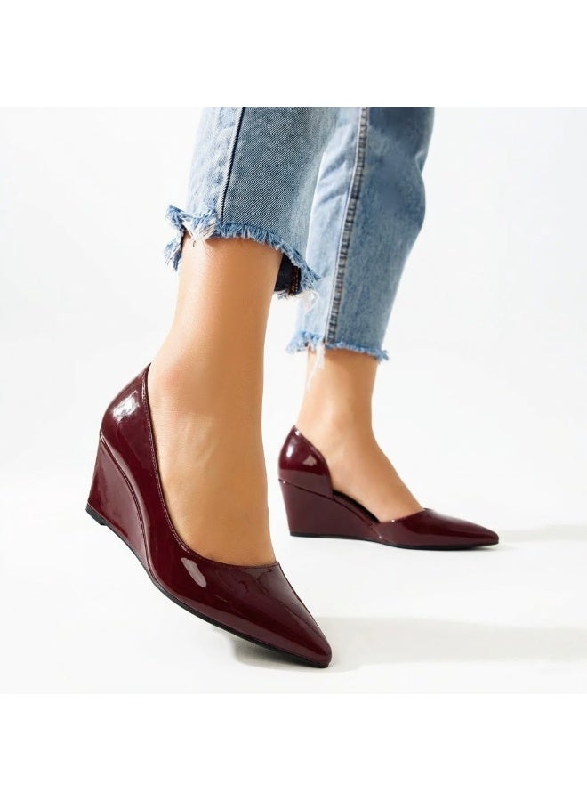 لايف ستيلاش  أحذية ويدج  جلد لامع W-320 - نبيتي - Image 1